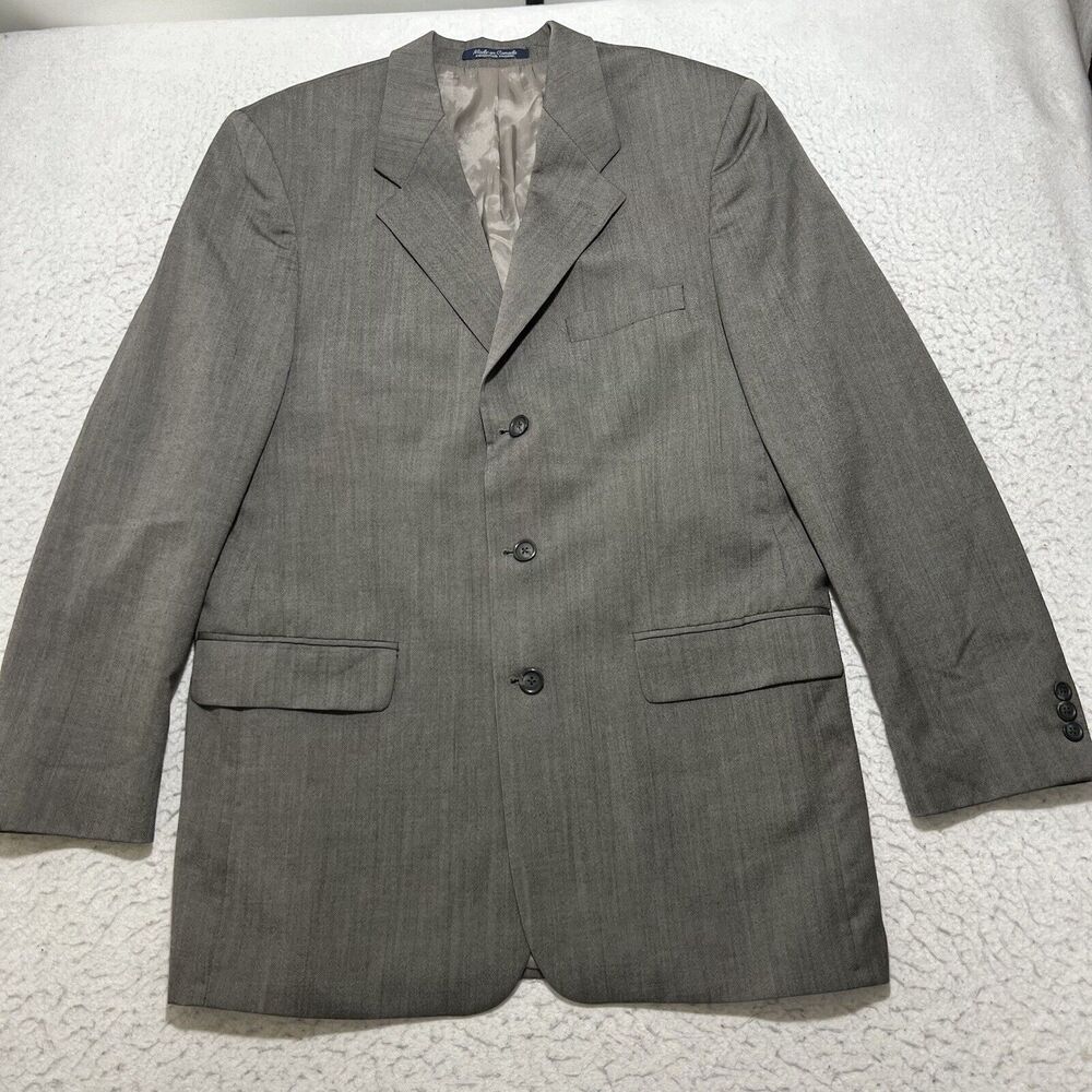 Vintage Kasper Men's 42 Long Pure Wool Suit Jacket Gray Career Coat Canada 42L